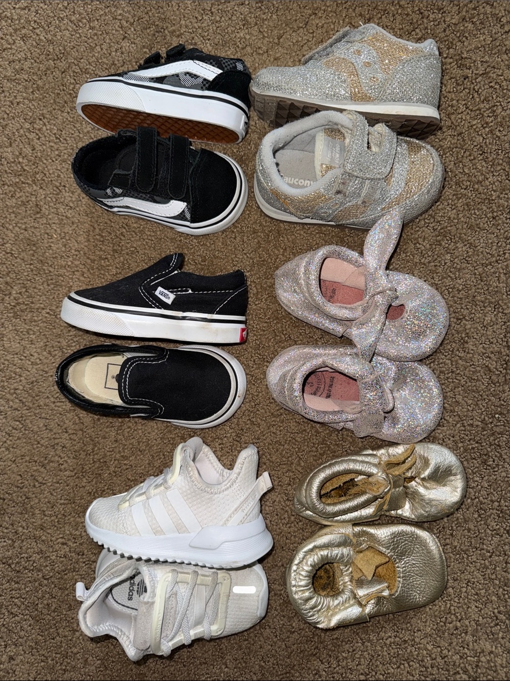 adidas White Kids Sneakers with Mixed Glitter & Metallic Styles